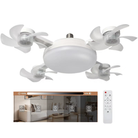 Kipas Angin Plafon Remote Control E27 21W Lampu LED 24W Desain Drone Kipas 4-Bilah Lipat 3CCT Dimmable 3-Kecepatan untuk dapur