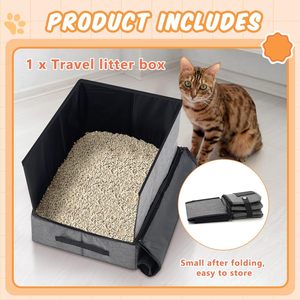 Foldable Waterproof Fabric Cat Litter <b>Box</b> 13.75x17.7x4.7 Inch Durable Easy Clean <b>Large</b> Capacity Pet Travel Accessory - Product Image 5
