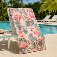 Serviette de plage en coton rose flamant rose à impression numérique personnalisée, 100% coton, super absorbante, de haute qualité