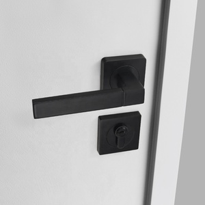 Yonfia A8230R10 <span class=keywords><strong>Poignée</strong></span> <span class=keywords><strong>de</strong></span> <span class=keywords><strong>Porte</strong></span> Carrée Moderne en Aluminium Noir Massif, Loquet <span class=keywords><strong>de</strong></span> <span class=keywords><strong>Porte</strong></span> Intérieur pour Maison, WC et Portes en Bois - Product Image 5