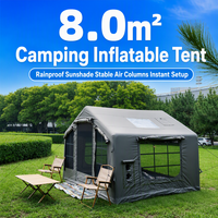 Tente de camping gonflable portable de 8 mètres carrés, grande tente d'extérieur en Oxford résistante aux UV, imperméable, grande tente de camping gonflable pour l'hiver