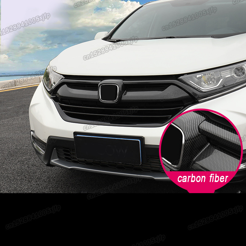 Carbon Fiber Style Grille Headlight Molding Cover Trims For Honda CR-V