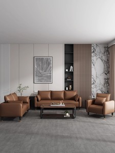 Canapé de négociation professionnel moderne et luxueux, rectangulaire, avec structure en bois, revêtement en cuir synthétique et garniture en mousse, idéal pour villa et salon - Product Image 6