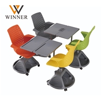 Chaise de bureau scolaire multifonctionnelle moderne pour salle de classe et conférence - Chaise en plastique réglable, pivotante, empilable et mobile