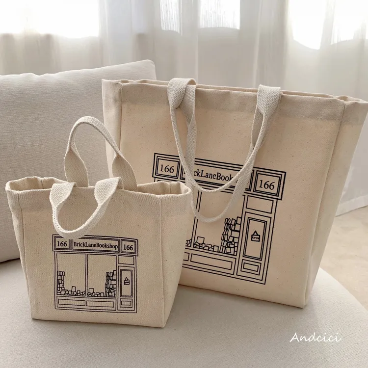 Custom tote bag Large size natural 100% cotton canvas tote bag for book shop