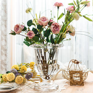 Vasi di cristallo fiore <span class=keywords><strong>piede</strong></span> alto trasparente trasparente <span class=keywords><strong>con</strong></span> motivo <span class=keywords><strong>vaso</strong></span> idroponico in vetro <span class=keywords><strong>con</strong></span> piedi centrotavola per matrimoni decorazioni per la tavola - Product Image 3