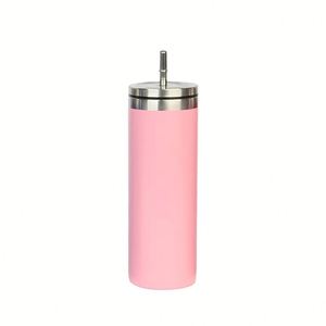 Gobelet isotherme droit 600 ml en acier inoxydable 304 (intérieur) et 201 (extérieur) avec paille intégrée - Product Image 4