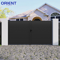 Puerta Corredera Automática de Aluminio para Entrada de Vehículos, Puerta de Seguridad y Privacidad Eléctrica Moderna con Control Remoto, Puerta Batiente Doble