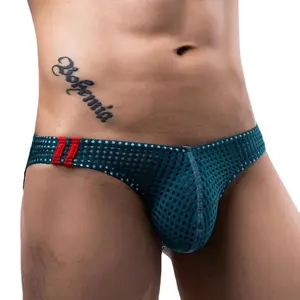 Atmungsaktive Mesh Herren Unterwäsche Enhance Penis Pouch Höschen Sexy Tangas Schwimmen Low Rise Bikini Slips Push UP Hüften