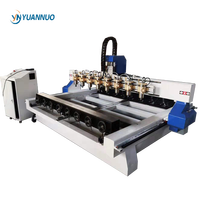 YN1325 3d 8 Têtes Multiple Broche Bois Jambes Travail Sculpture Gravure 6d 4 Axes 3d Cylindre Rotatif Cnc Tour Routeur Machine