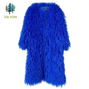 European American Multi-Color Over Knee Long Faux Plush Coat <strong>Women</strong> Winter Outerwear - Product Image 5