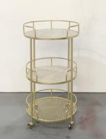 Étagère moderne en travertin à 3 niveaux cadre métallique usage quotidien pour la maison bar appartement salon salle à manger hôtel chariot chariot pour la cuisine