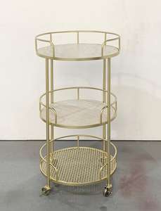 Estante moderno de travertino de 3 niveles, marco de Metal para uso diario para <span class=keywords><strong>el</strong></span> hogar, <span class=keywords><strong>Bar</strong></span>, apartamento, sala de estar, comedor, carrito de Hotel para Cocina - Product Image 5