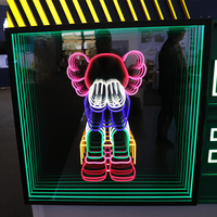 Boîte à lumière LED en acrylique à miroir infini personnalisée, boîte à lumière publicitaire pour magasin, bar, boîte à lumière magique en verre, néons