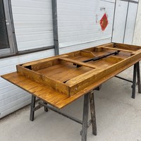 Table à manger pliante en bois massif vintage - Style ferme américaine, table longue pour les rassemblements en plein air et l'usage domestique