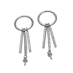 Pendientes de Pentagrama de Plata S925 Hechos a Mano con 3 Cadenas, Versión Coreana, Accesorio DIY para Mujer, Componentes de Joyería con Perlas de 6-9 mm - Product Image 5