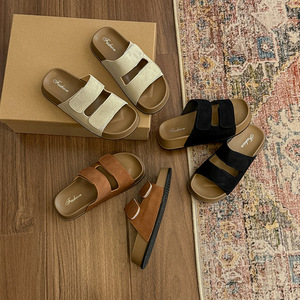 Sandales à plateforme compensée en faux daim pour femmes, mules confortables antidérapantes à bout ouvert, grandes tailles - Product Image 3