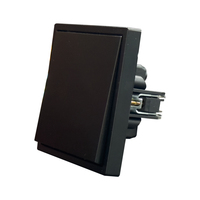 Mvava OEM EU/UK tombol tekan besar PC Brushed Panel permukaan hitam 1 Gang 1 cara cahaya listrik sentuh dinding saklar dan soket rumah