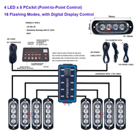 8 unids/set LED montaje en superficie rejilla luz estroboscópica Kit 4-LED lámpara de advertencia de peligro de emergencia 16 modos intermitentes SYNC característica nueva