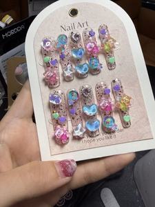 Ongles artificiels carrés en acrylique 3D français pré-dessinés sur mesure, couvrance totale, avec colle, 10 pièces, pour usage professionnel en salon - Product Image 2