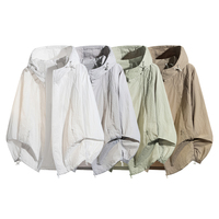 Veste coupe-vent unisexe personnalisée en gros, légère, respirante, à séchage rapide, protection solaire UPF50+, avec capuche, protection UV