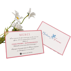 Carte-cadeau personnalisée avec bordure rose, carte de remerciement en papier de luxe avec code promotionnel pour les boutiques de marque - Product Image 1
