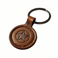 Porte-clés en cuir PU gravé en alliage de zinc avec logo personnalisé rétro pour souvenirs de voiture, vente en gros