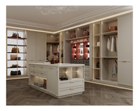 Meuble de dressing en forme de U, style néoclassique, en bois blanc élégant et personnalisé, pour bijoux