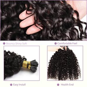 Extensioni per <span class=keywords><strong>capelli</strong></span> I-Tip effetto onda d'acqua, 100 <span class=keywords><strong>ciocche</strong></span> da 0,5g/ciocca, ricci, in vero capello Remy, con cheratina pre-incollata, per donna, 18 pollici, effetto body wave - Product Image 2