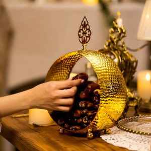 Bol de service décoratif en métal de luxe, porte-fruits arabe, bol de présentation ornemental pour la décoration de table à manger à la maison - Product Image 3