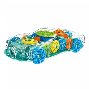 Kids Electric Universal Light Music Car Toy Plastic Gear Bump And Go Car Toys Transparent Gear Car Toy