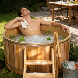 ถังแช่น้ำแข็งสแตนเลส 304 รุ่น Heavy Duty Red <span class=keywords><strong>Redar</strong></span> สีแดง พร้อมบันไดในตัว สำหรับการฟื้นฟูร่างกายหลังออกกำลังกายและการบำบัด - Product Image 2