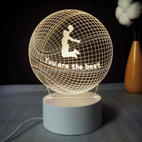 Lampe de nuit créative en 3D de badminton, lumière visuelle, lampe de table tactile USB, lampe de nuit, lampe de chambre à coucher, cadeau pour enfant