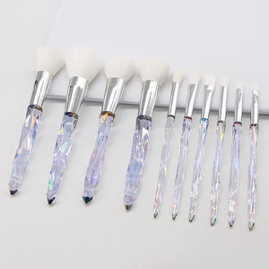 Juego de 10 <span class=keywords><strong>Brochas</strong></span> de Maquillaje con Mango de Cristal Transparente <span class=keywords><strong>para</strong></span> Maquillaje Facial, Venta al Por Mayor - Product Image 2
