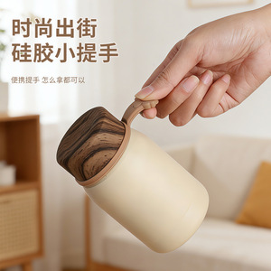 Botella de Agua de Acero Inoxidable de Doble Pared con Logotipo Grabado Personalizado STARLII, 220 ml, con Tapa de Madera - Product Image 4