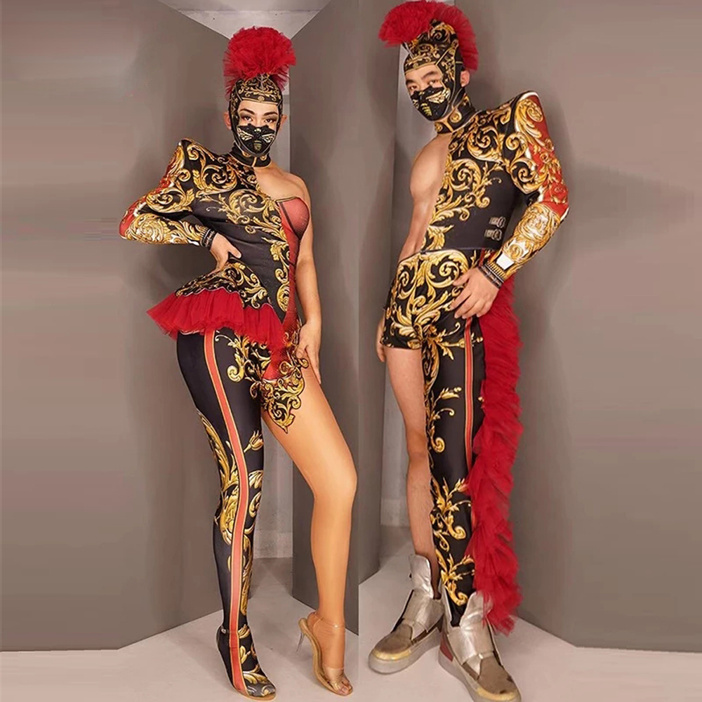 Боди с винтажным принтом для женщин и мужчин, комбинезон для сцены и танцев, костюм для косплея, одежда для Хэллоуина, ночного клуба, певицы, шоу, выступлений