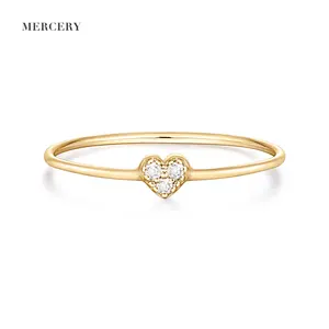 Mercery Romantic Natural Diamond Jewelry Love Eternal Jewelry Wedding Engagement Heart Ring 14k Solid Gold Diamond Ring