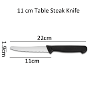 Couteau à steak HACCP en acier inoxydable de 11 cm, à lame ajourée dentelée, avec manche PP ambidextre, pour la restauration commerciale et la cuisine