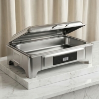 Chauffe-Plat Buffet Électrique de Luxe en Acier Inoxydable 9L, Vente en Gros, avec Contrôle Manuel de la Température 85-100°C, Équipement de Restauration
