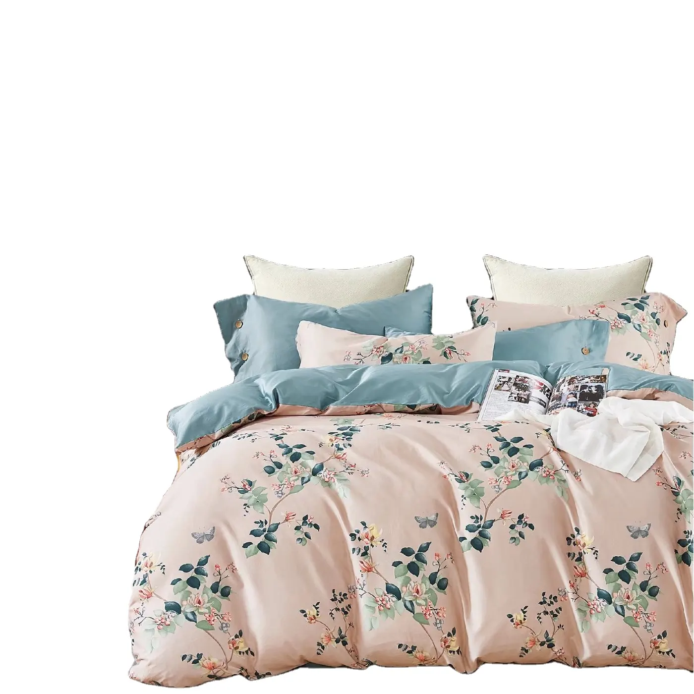 Luxury 100% cotton bedding sets customized digital print designs bedsheet set home use KING Size comforter set