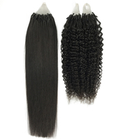 100 grammes de cheveux micro-loop à cuticules intactes, extensions brésiliennes Remy noires 1B, tissage double machine, cheveux humains bruts lisses