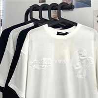 Prêt à expédier T-shirt graphique en coton en relief T-shirt en relief pour hommes T-shirt en coton 100%