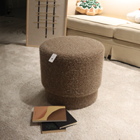 Pouf en alpaga moelleux, petit meuble pour la maison, chambre à coucher, tabouret rond en polyester doux pour se préparer et se maquiller