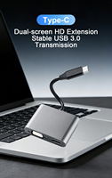 USB C Bağlantı İstasyonu 4'ü 1 Arada HDTV 4K30Hz VGA 1080 60Hz Çift Ekran PD100W 85W USB 3.0 5Gbps Alüminyum Dizüstü Bilgisayar Telefon TV için