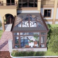 Véranda triangulaire moderne en verre trempé et alliage d'aluminium pour patio extérieur, balcon, hôtel et jardin domestique – Conception de bâtiment