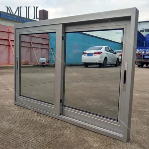 Harga Murah Kaca Berlapis Ganda Aluminium Perancis Tahan Duri Jendela Geser dan Pintu