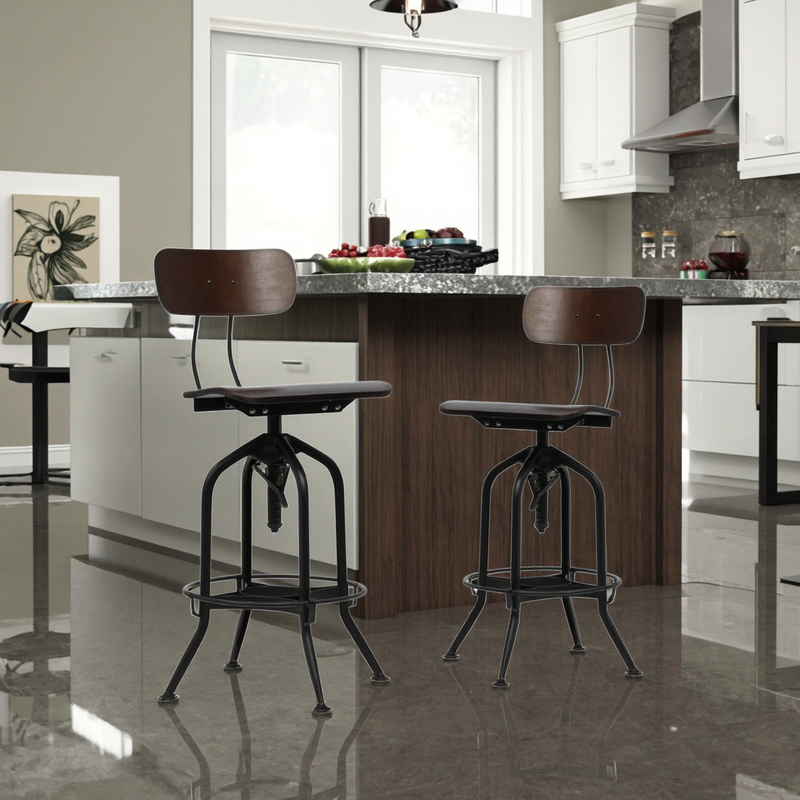 Bar Furniture Matt Black Backless Barstool