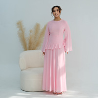 Robe longue en mousseline à taille cintrée et manches cloche à volants, style Abaya modeste pour femme musulmane, collection été 2026