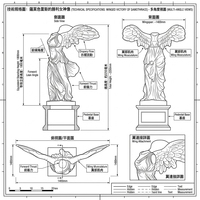 Statue de la déesse de la victoire de Samothrace en marbre blanc, taille réelle, sculptée à la main, sculpture classique en marbre avec ailes, pour exposition en place publique