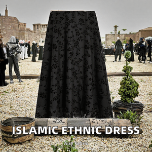 Fashion Middle East Printed Islamic <b>Dress</b> Robe <b>Cardigan</b> Muslim Abaya with Scarf for Adults Polyester Material - Product Image 2